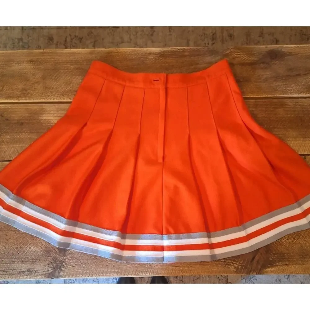Varsity Brand Thick Orange And White And Gray Cheerleader Skirt - Picture 4 of 10
